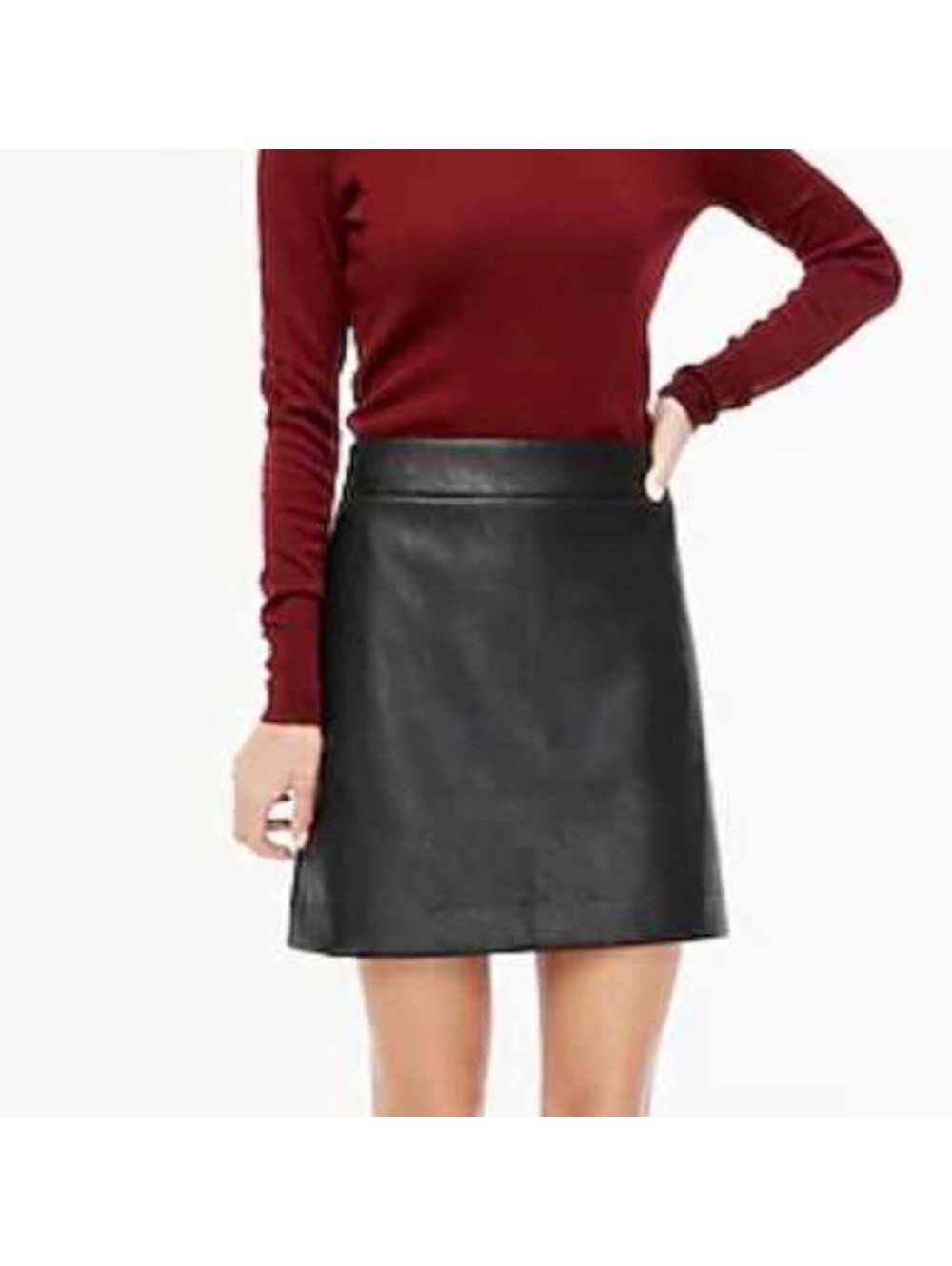 J.Crew Factory Faux Leather A-Line Mini Skirt Black Size 14 High Waist